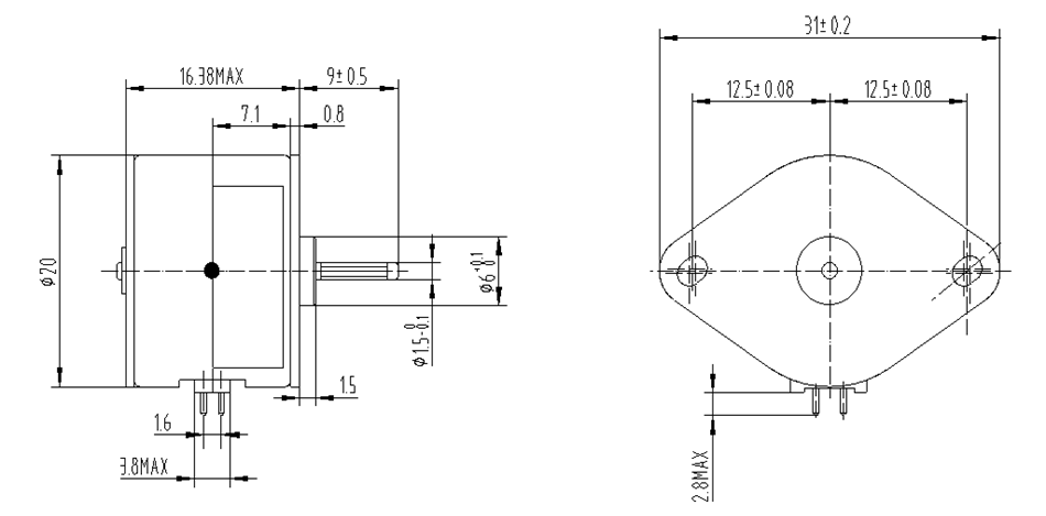 20BY46 PM Stepping Motor 20mm Outer Diameter 12V 15 Degree Step Angle Stable Rotation