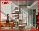 Spiral StaircaseVH44S Tread BeechAluminum Baluster Glass Handrail 304 Stainless