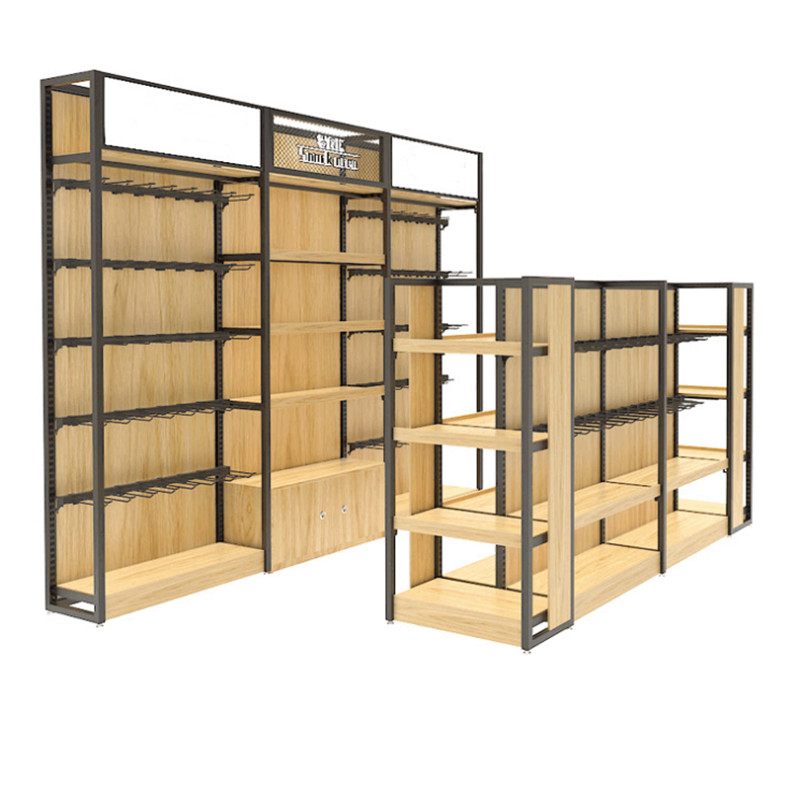 Gondola Wooden Supermarket Shelves , Shelf Rack For Supermarket 60-80KG Capacity