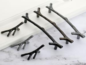 China Wardrobe North European forest Drawer Handles And Knobs 96mm Black Dresser Pulls Grey Furniture Handles factory