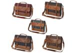 Reusable Antiwear Canvas Leather Messenger Bag , 14 Inch Waxed Canvas Shoulder