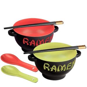 China Custom Printed Ceramic Ramen Bowl Set For Soup Noodle Round Shape factory