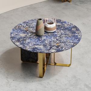 China White Round Luxury Custom Marble Dining Table With Stainless Steel Metal Base in Gold factory