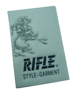 China White Jeans Washable Embossed Leather Patches With Customized Size and Logo factory