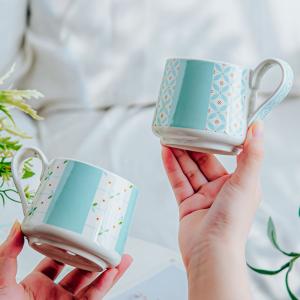 China Simple Blue Ceramic Cup And Saucer Set For Cappuccino Or Tea In Europe Design factory