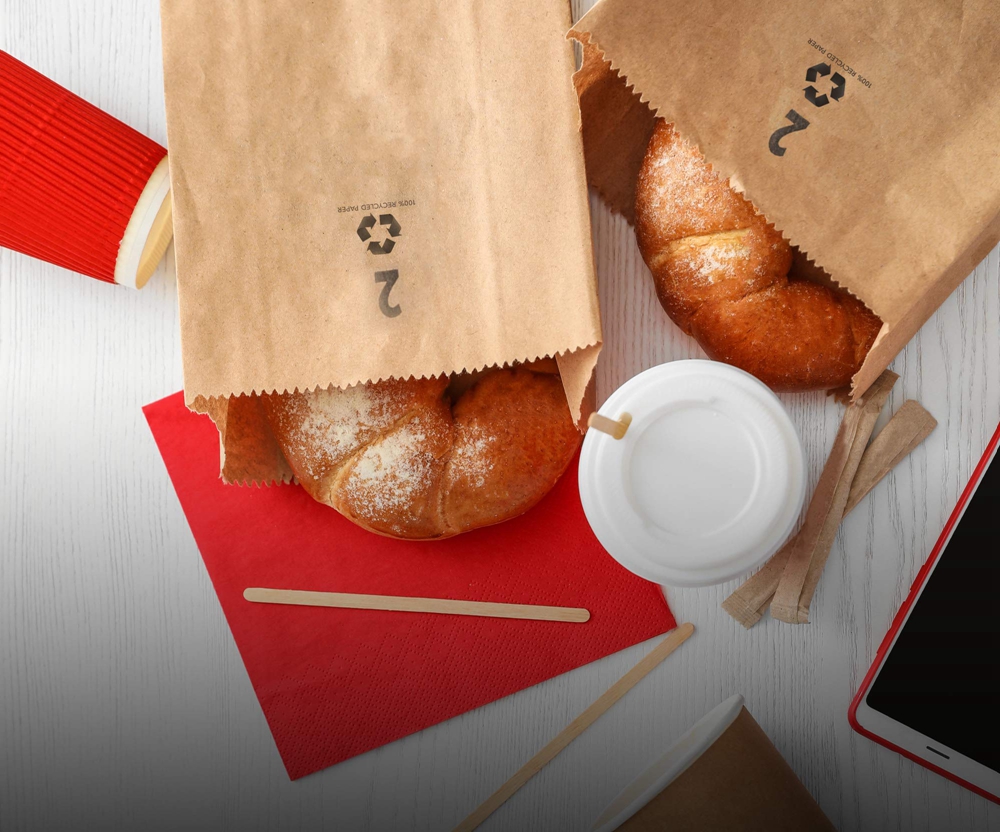 Food Delivery Kraft Paper Bag for Food Bio-Degradable Customized Size Reasonable