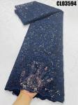 High quality cotton guipure lace fabric with sequins white water soluble