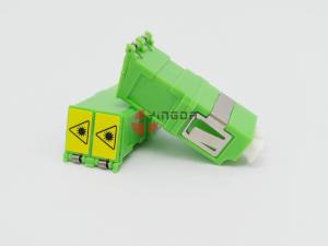 China Green LC/APC Duplex SM Fiber Optic Adapter With Shutter , No Flange factory