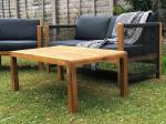Outdoor Furniture Set with Wooden Lounge Chairs and PE Rattan Weave W71 x D66 x
