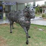 Outdoor animal art decoration abstract hollow parts assembly bison stainless