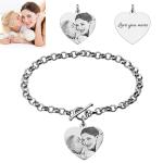 0.8X0.8IN 0.7oz Personalized Photo Charm Bracelets unisex s925 photo engraved