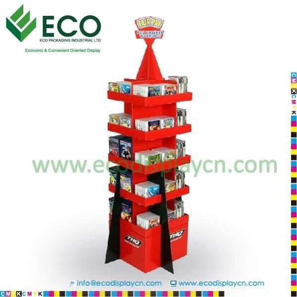 Point Of Sale Cardboard Floor Display, Multi Tier Display Stand For Greeting