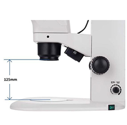 OPTO-EDU Stereo Microscope with Large Zoom Lens 0.6x-5.5x, Zoom Ratio 1:9.1, and 125 mm Working Distance for Life Sciences & Industrial Inspection