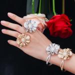 Flower Cubic Zirconia Bangle CZ Zircon Crystal Flower Bracelets for Women