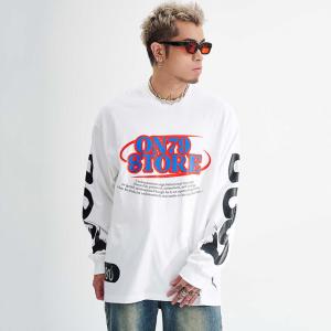 China 100 Percent Cotton Long Sleeve T Shirts 230gsm Heavyweight Letter Graphic For Men factory