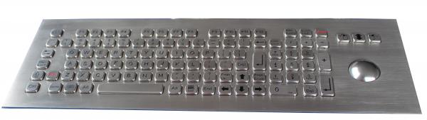 China 102 keys IP65 Dynamic Washable Stainless Steel Industrial Keyboard With Trackball factory