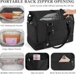 Black Canvas Carry on Expandable Weekender Airplanes Toiletry Travel Bag with