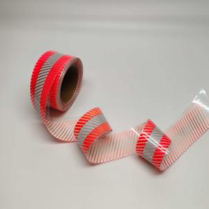 Twill Stripes Red Silver Reflective Heat Transfer Film Self Adhesive For