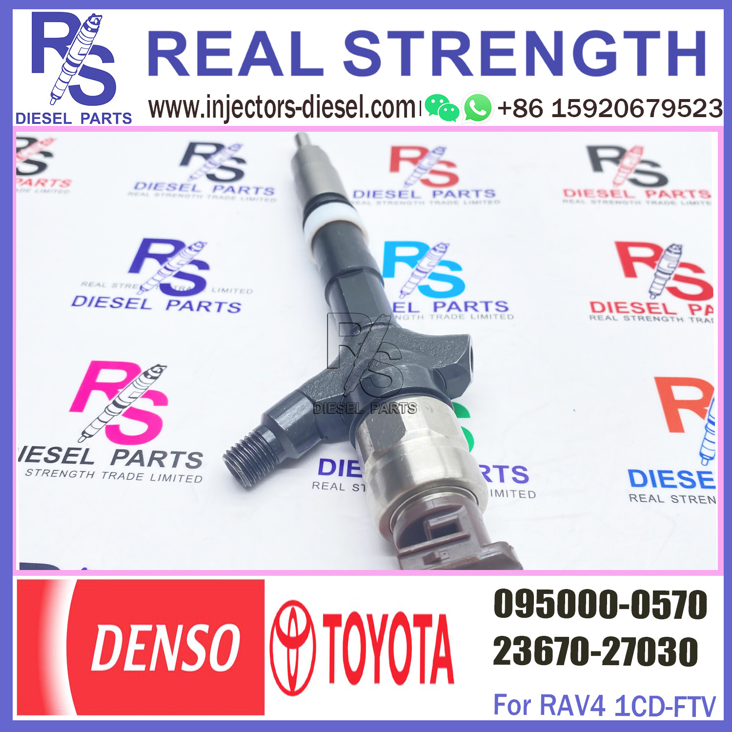 Common Rail Inyectores Engine Fuel Diesel Injectors Nozzles 23670-27030 095000-0570 For Toyota Rav4 2.0 D4D MK2 d4d