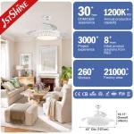 230V AC Motor 1stshine 42" Invertible Retractable Blades Ceiling Fan for Home
