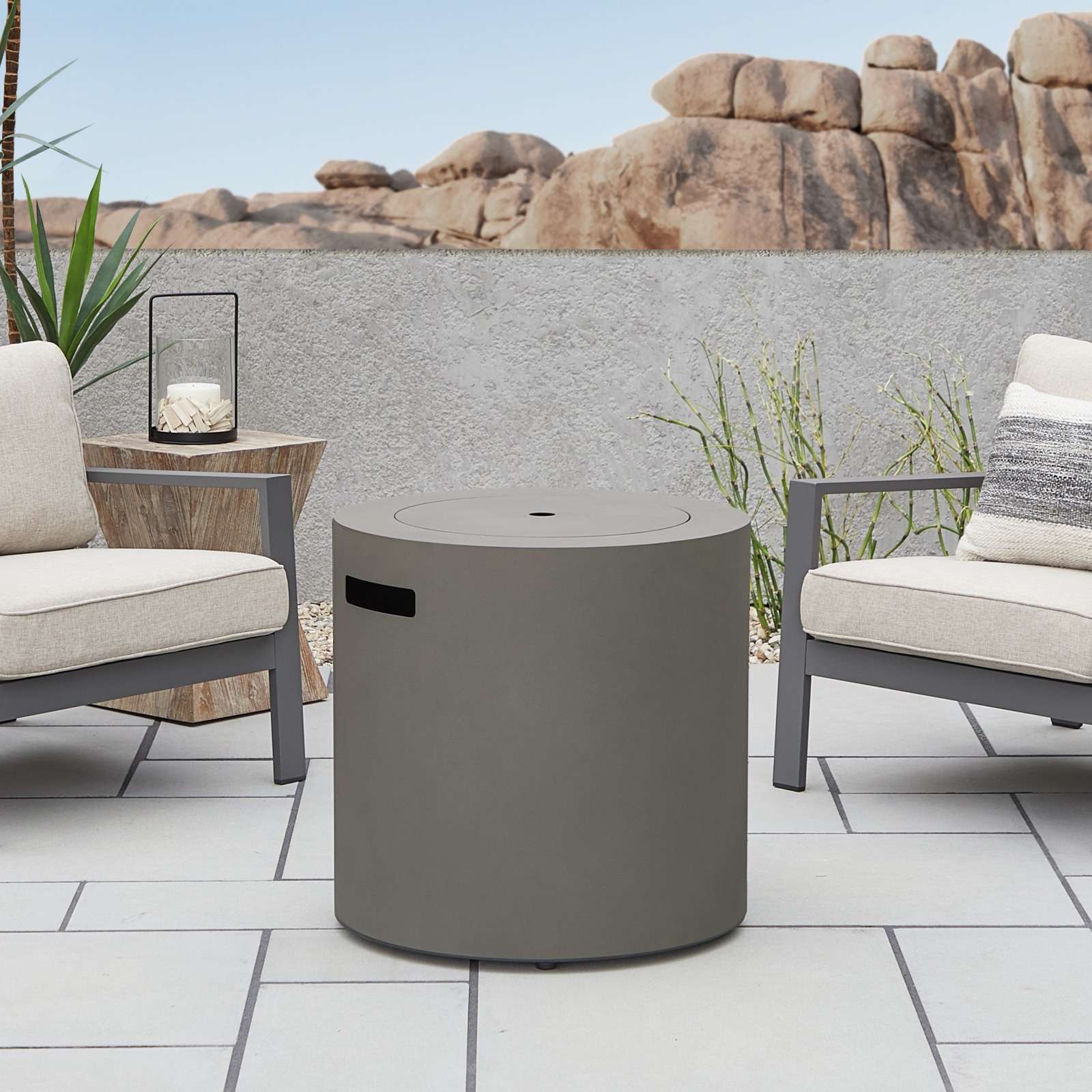 24"L x 24"W x 23.5"H AJUNION Round Steel Propane Gas Fire Pit for Outdoor Smokeless