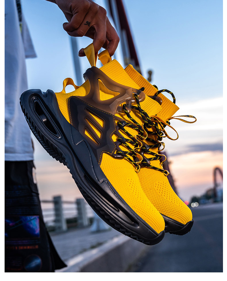 OEM Security Work Boots With Mid-cut Flying Knit Safety Boots And European Standard Steel Toe