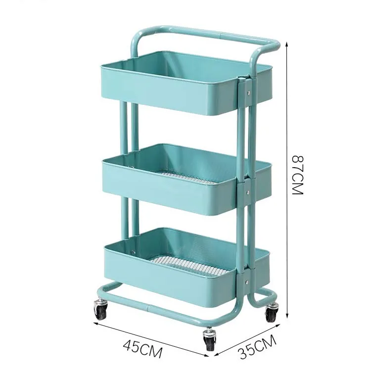 Snacks Carts Supermarket Accessories 3 Tier Rolling Utility Cart Coffee Bar Trolley