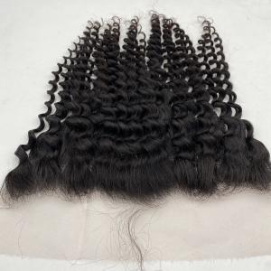China Deep wave 13x6Customized 20A Natural Hairline Super Thin HD Lace Frontal100% Brazilian Human Hair Extensions factory
