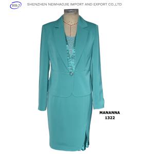 China Lake blue women suit models with a-line skirt factory