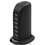 Tower Type Desktop Charging Station Black ABS Case 6 Ports Smart IC Tech
