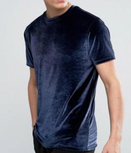 China Soft Touch Blank Mens Velour T Shirt / Anti Pilling Oversized Blue T Shirt factory