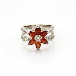 Designer Jewelry Sterling Silver with Yellow Cubic Zircon Flower Gemstone Ring
