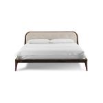 Solid Wood Brown Full Size Bed Leather Upholstered Headboard Customized Size