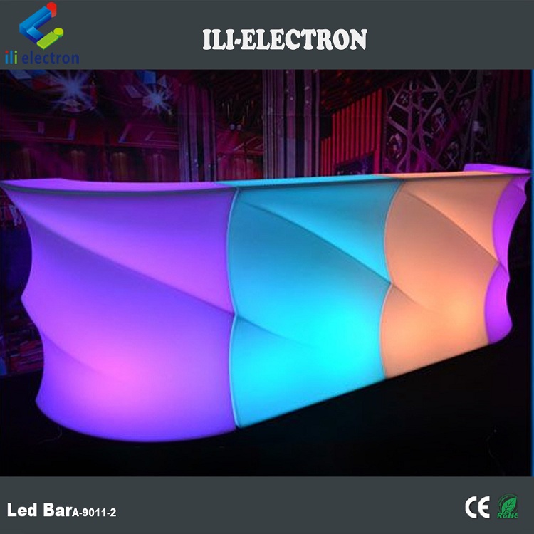 Wave Shape Luminous LED Bar Counter , Outdoor Light Up Bar Table Waterproof