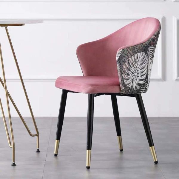 Backrest Nordic Dining Chairs Colourful Velvet Square Seat Cafe Side Optional