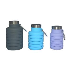 China Stocked Silicone Water Bottle 500ml Eco Friendly Collapsible Water Bottles factory