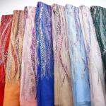 Wholesale price bridal beaded lace fabric mesh african lace fabric for wedding