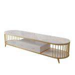 Marble Oval Hotel Room Cabinets Hollowed Out Metal TV End Table Media Cabinet