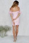 2018 New Arrivals Clothing Ruffled Sleeve Pink Gingham Women Dresses Summer