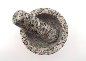 China Culinary Stone Mortar And Pestle , Deep Granite Mortar And Pestle Diameter 9 cm factory