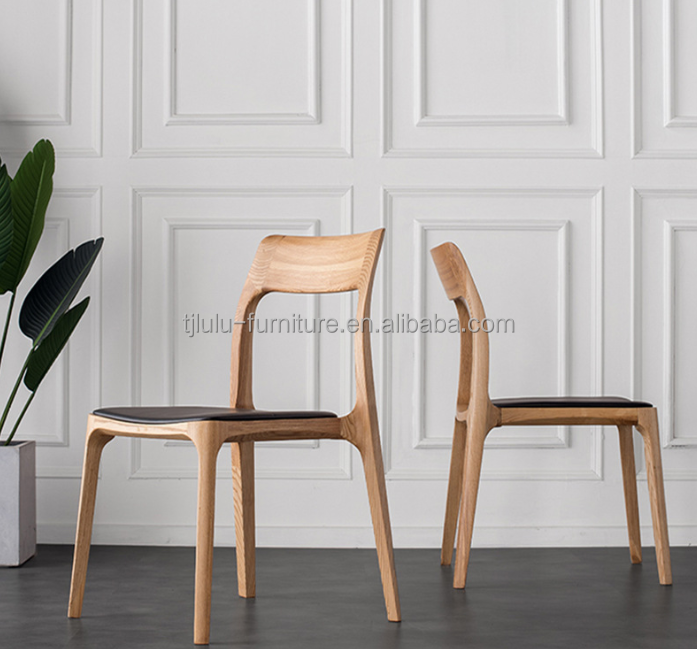 Customized Designs Design Style Elegant Nordic Solid Wood Dining Chair With PU Leather Seat