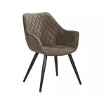 Velvet Blue Upholstered Dining Chairs With Black Metal Legs