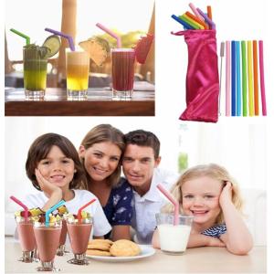 Anti-Cutting Mouth Flexible Silicone Straw Metal Straw With Silicon Tip Sleeve