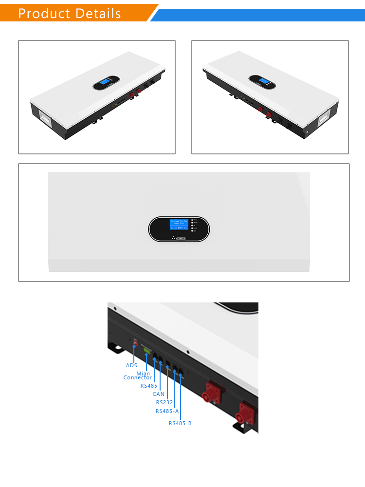 135ah 16s1p Wall Mounted Lithium Battery 51.2v LiFePO4 Blade Phosphate Battery