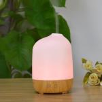 300ML Ultrasonic Wood Grain Aroma Diffuser with 7 Color Lights and 4 Timer,Auto