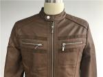 Tan Color Mens PU Jacket / Biker Coat With Metal Zip Through XS-XXL TW76239