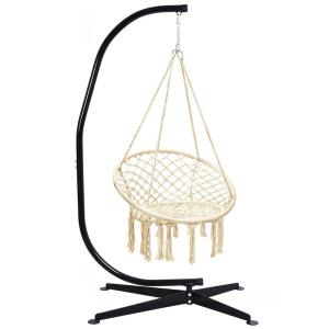 China Customized Color Heavy Duty C Shape Frame Swing Chair Stand and Macrame Hammock Chair factory