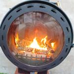 Wall Mounted Wood Burning Floating Fireplace Hanging Ceiling Round Design