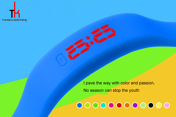Candy Color Digital Led Sports Watch Silicone Bracelet Watch Waterproof