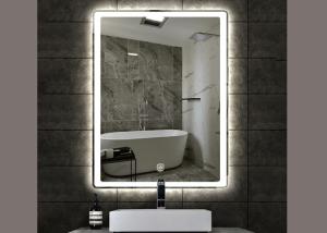 China Stylish Rectangle Vanity Mirror , Illuminated Wall Mirrors For Bathroom factory